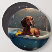 Dachshund Badezeit Spaß Button (Vorne & Hinten)