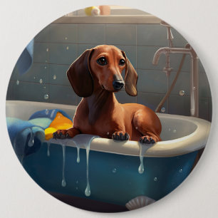 Dachshund Badezeit Spaß  Button