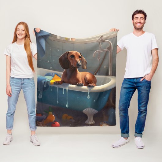 Dachshund Badezeit Spaß Fleecedecke (Beispiel)
