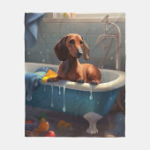 Dachshund Badezeit Spaß Fleecedecke (Vorderseite)