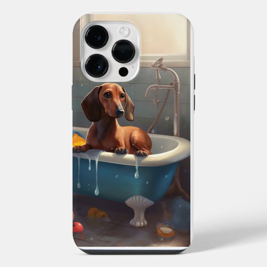 Dachshund Badezeit Spaß  iPhone Hülle (Rückseite)