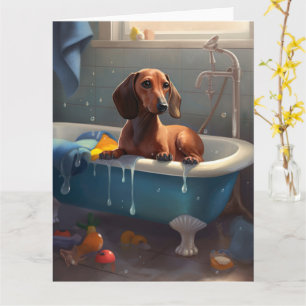 Dachshund Badezeit Spaß  Karte