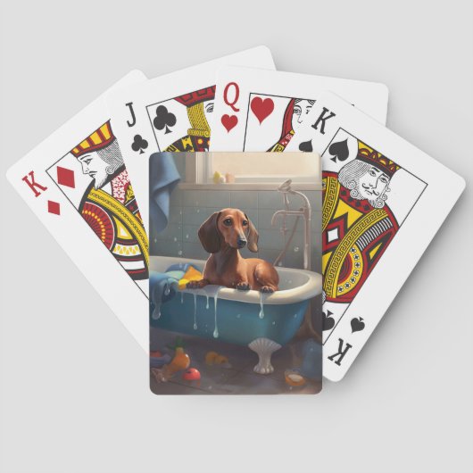 Dachshund Badezeit Spaß Spielkarten (Rückseite)