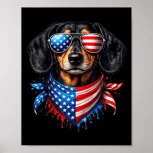 Dachshund-Bandana 4. Juli Patriotische Hundebesitz Poster