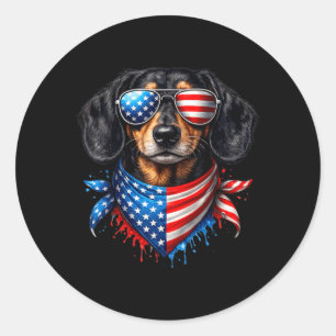 Dachshund-Bandana 4. Juli Patriotische Hundebesitz Runder Aufkleber