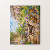 Dachshund beim Spaziergang durch einen farbenfrohe Puzzle (Vertikal)
