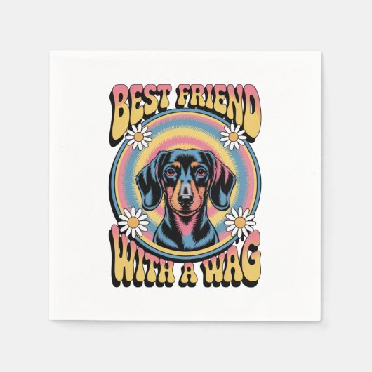 Dachshund Bester Freund Mit Einem Schwanzwedeln Serviette (Vorderseite)
