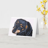 Dachshund black and Tan Notecard Karte (Gelbe Blume)
