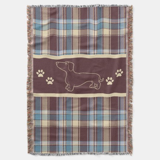 Dachshund Blau/Maroon Karodecke Decke (Vorderseite Vertikal)