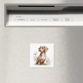 Dachshund-Blumen-Aquarell-Kunst Magnet (In Situ (Geschirrspüler))