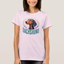 Dachshund-Blumenporträt im Vintage-Retro-Stil für T-Shirt