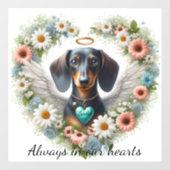 Dachshund Blumiges Herz Fensteraufkleber (Blatt)
