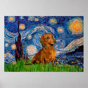Dachshund (Braun1) - Sternennacht Poster