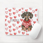 Dachshund Brauner Hund Rot Weiß Herzen Pullover Mousepad (Mit Mouse)