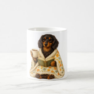 Dachshund Buchliebhaber Kaffee— Lesender Wiener Hu Kaffeetasse