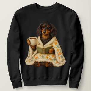 Dachshund Buchliebhaber Kaffee— Lesender Wiener Hu Sweatshirt