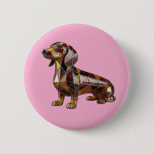 Dachshund-Buntglas-Knopf Button (Vorderseite)