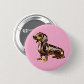 Dachshund-Buntglas-Knopf Button (Vorne & Hinten)