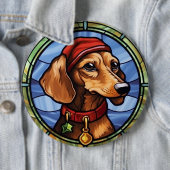 Dachshund Buntglas Weihnachten Button (Beispiel)