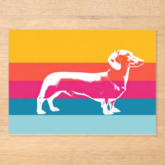 Dachshund by colorful stripes acryleinladungen