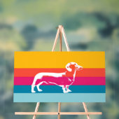 Dachshund by colorful stripes acrylschild (Neutral)