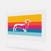 Dachshund by colorful stripes acrylschild (Winkel)