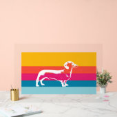 Dachshund by colorful stripes acrylschild (Hochzeit)