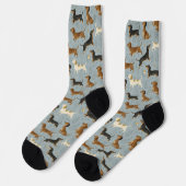 Dachshund Cartoon-Muster Socken (Linkes Detail)