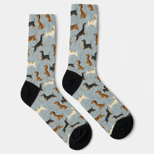 Dachshund Cartoon-Muster Socken (Rechts)