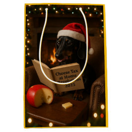 Dachshund 'Cheese Tax' Christmas gift bag Mittlere Geschenktüte