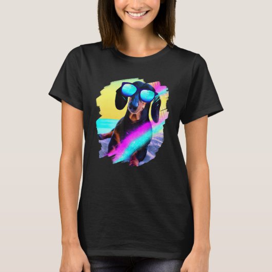 Dachshund Chiweenie Wiener Dog Chilling Beach T-Shirt (Vorderseite)