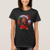Dachshund Chiweenie Wiener Dog Santa Claus Hat Chr T-Shirt (Vorderseite)