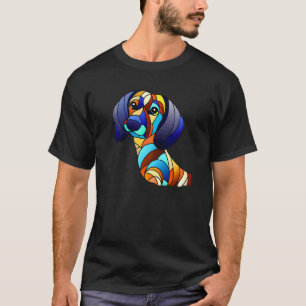 Dachshund Chiweenie Wiener Hund im Bleiglasstil T-Shirt
