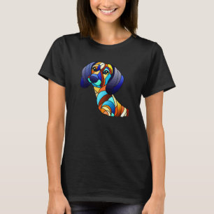 Dachshund Chiweenie Wiener Hund im Buntglasstil T-Shirt