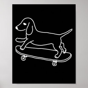Dachshund Chiweenie Wiener Hund Skateboard-Linie Poster