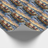 Dachshund Christmas Boat Holiday Geschenkpapier (Ecke)