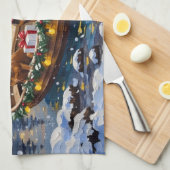 Dachshund Christmas Boat Holiday Geschirrtuch (Viertel Falte)