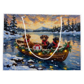Dachshund Christmas Boat Holiday Große Geschenktüte (Rückseite)