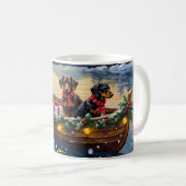 Dachshund Christmas Boat Holiday Kaffeetasse (VorderseiteRechts)