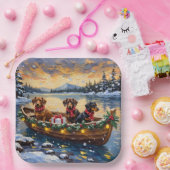 Dachshund Christmas Boat Holiday Pappteller (Party)