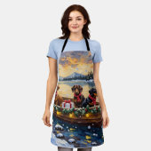 Dachshund Christmas Boat Holiday Schürze (Getragen)