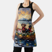 Dachshund Christmas Boat Holiday Schürze (InSitu)