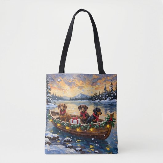 Dachshund Christmas Boat Holiday Tasche (Vorderseite)