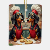 Dachshund Christmas Cookie Bakers Holiday Painting Keramikornament (Rechts)