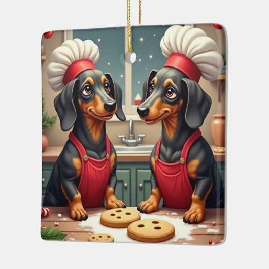 Dachshund Christmas Cookie Bakers Holiday Painting Keramikornament (Links)