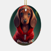 Dachshund Christmas Date or Add Pet Photo Keramik Ornament (Rechts)