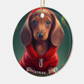 Dachshund Christmas Date or Add Pet Photo Keramik Ornament (Links)