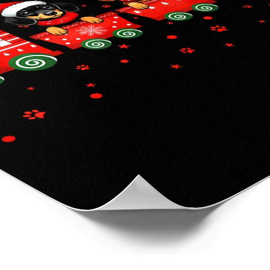 Dachshund Christmas Dog Lights Santa Xmas Pet Dog Poster (Ecke)