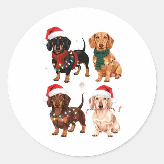 Dachshund Christmas Dog Mom Lover Xmas Gift Runder Aufkleber (Vorderseite)
