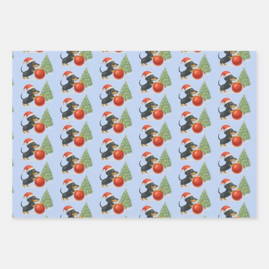 Dachshund Christmas Gift Wrap Set of 3 Geschenkpapier Set (Vorderseite 3)